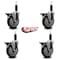 Service Caster 5'' Black Poly Swivel 1-1/8'' Expanding Stem Caster Set with Brake, 4PK SCC-EX20S514-PPUB-BLK-PLB-118-4 - alternate 4